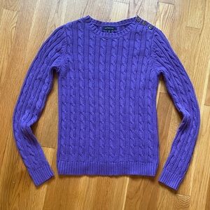 Lands’ End Women’s Purple Cable Knit Sweater